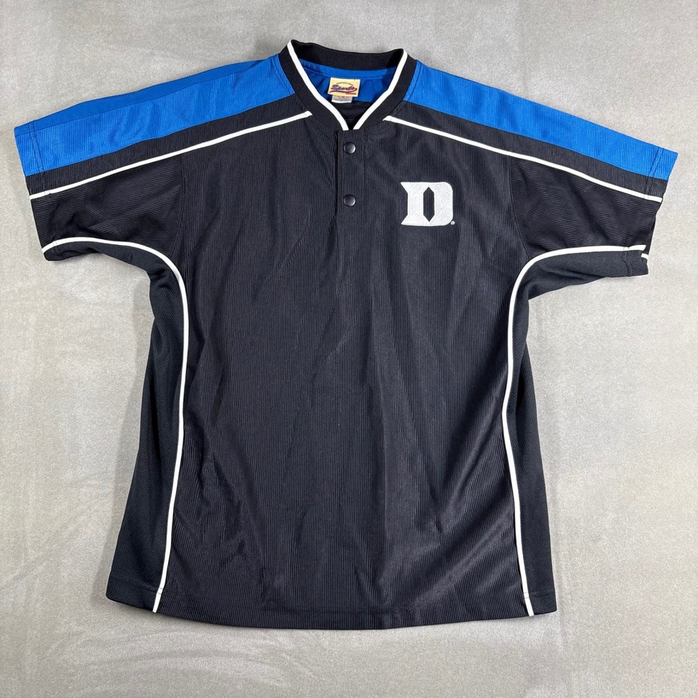 Vintage Duke Blue Devils Professional Sports Club Shirt XL Black Blue Henley